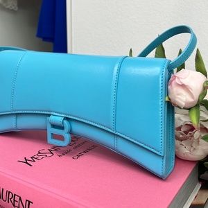 Balenciaga Blue Hourglass Leather Shoulder Bag